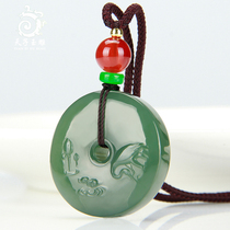 Xinjiang Hetian Jade sapphire pendant mens and womens models and hehe (Hehe) Mei Ping an buckle jade pendant jade pendant