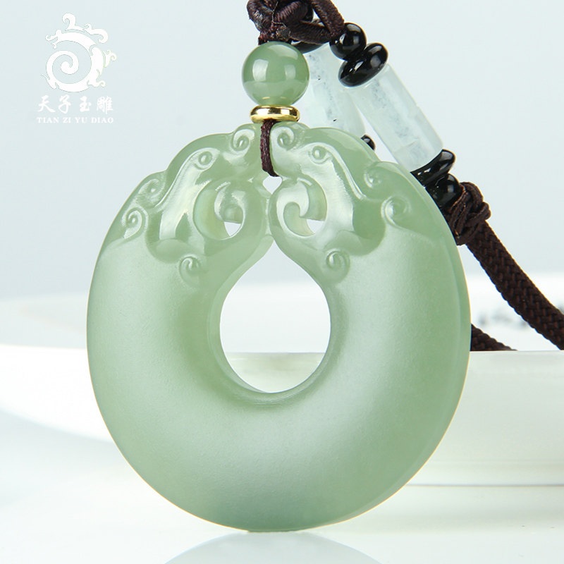 Xinjiang Hetian jade sapphire pendant men's jade jade double dragon jade pendant women's jade pendant jade pendant