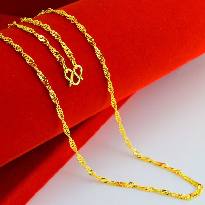 Authentic Gold Necklace 9999 Pure Gold for Men and Women, Real Gold Chain, Thick or Thin Clavicle Chain, Pure Gold Water Wave Chain, Gift for Girlfriend Authentic Gold Necklace 9999 Pure Gold for Men and Women, Real Gold Chain, Thick or Thin Clavicle Chain, Pure Gold Water Wave Chain, Gift for Girlfriend