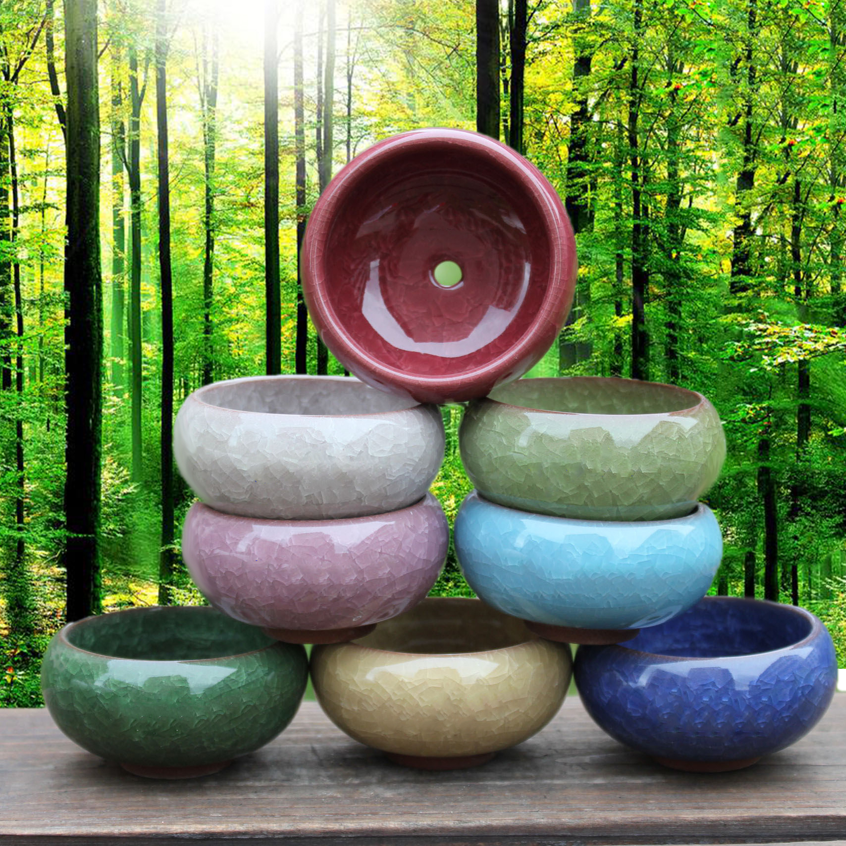 Love BeTao Ice Cracking Ceramic Mini Small Flower Pot Thumb Basin Ultra Light Earth DIY Multimeat Creative Desktop Small Flower Pot