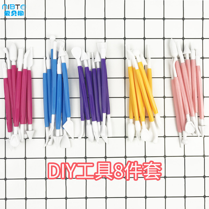 Ultra light earth DIY 8 pieces suit clay tool knives to make soft pottery clay plastic handmade color clay accessories