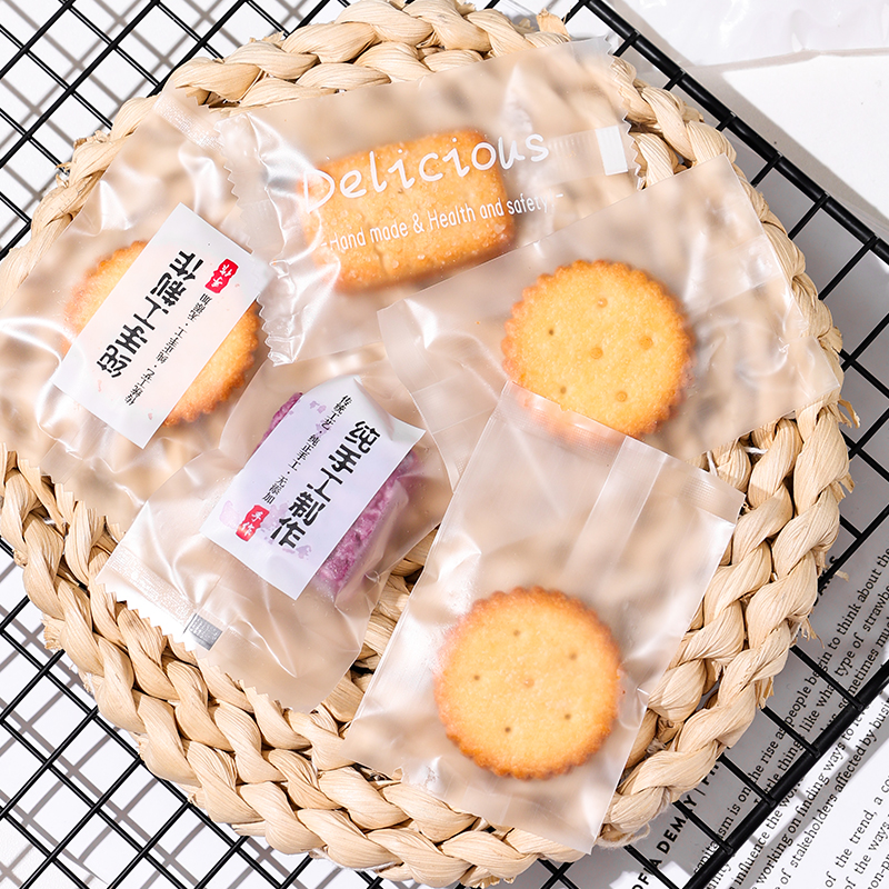 Snowflake Crisp Packaging Bag Transparent Cookies Biscuit Bull Rolling Sugar Milk Date Baking Independent Machine Seal Packaging Bag Self-Bag Bag