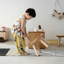 MUMO wood ink childrens bean chair Primary Childrens Series childrens small bench white maple black walnut