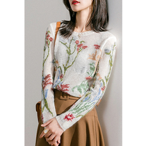 Boo Pala Heavy G embroidered jungle  Flower Fairy”cashmere mohair hollow out thin sweater