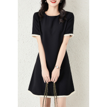 Boo Pala い French fashion~2021 new short-sleeved thin black dress Hepburn style design sense