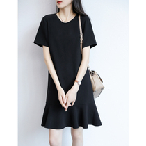Boo Palas blockbuster recommendation~French modern CHIC high quality triacetate fishtail little black dress