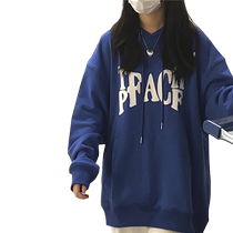 Klein blue hooded sweatshirt for women spring and autumn thin loose ins trendy brand oversize design niche top