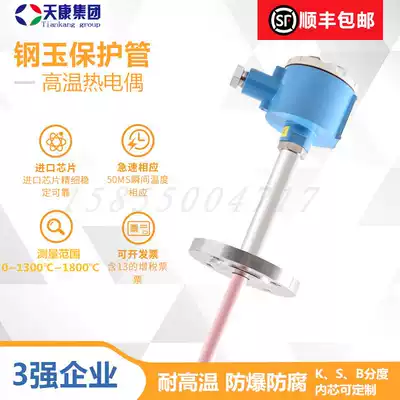 K-type thermocouple Tiankang 0-1300 degrees high temperature anti-corrosion S degree number BR indexing platinum rhodium flange temperature sensor