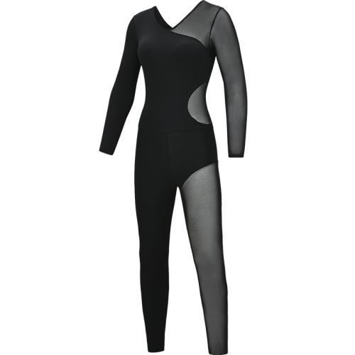 Ballroom latin dance bodysuit for women long sleeve air Yoga suit all in one Yoga suit womenJumpsuit mesh professional BODYSUIT