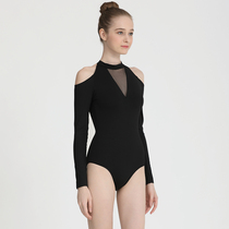 Yili adult autumn and winter long sleeve gymnastics uniform female black strapless stand collar aerial yoga uniform ballet dance suit