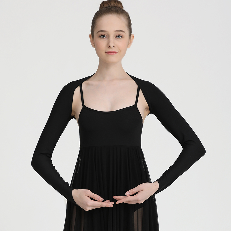 Ballroom latin dance bodysuit for women adult ballet shawl sleeve dance Jacket Womenopen jacket long sleeve ballet shoulder protector