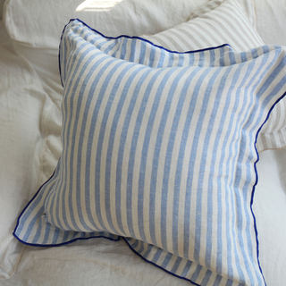 French pure linen close copy wide edge 1cm yarn-dyed striped pillowcase invisible zipper square pillowcase without core