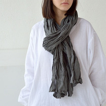Occasionally French numb and art minimalist lovers scarf practical long and deep grey washed linen soft windproof