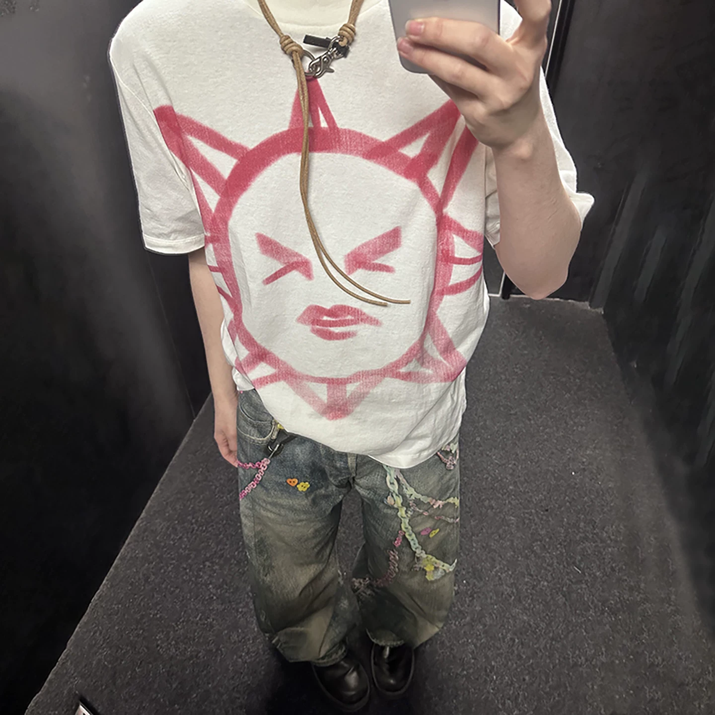 Хлопковая футболка с коротким рукавом, oversize