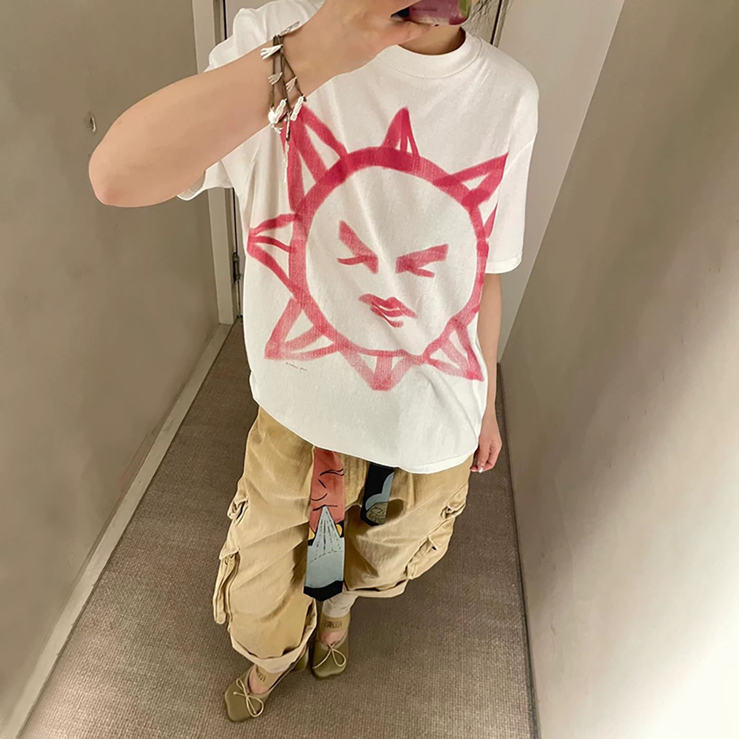 Хлопковая футболка с коротким рукавом, oversize