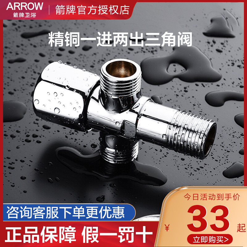 Wrigley triangle valve Copper one-in-two-out three-way angle valve Water valve switch water stop valve AE5211 AE5212