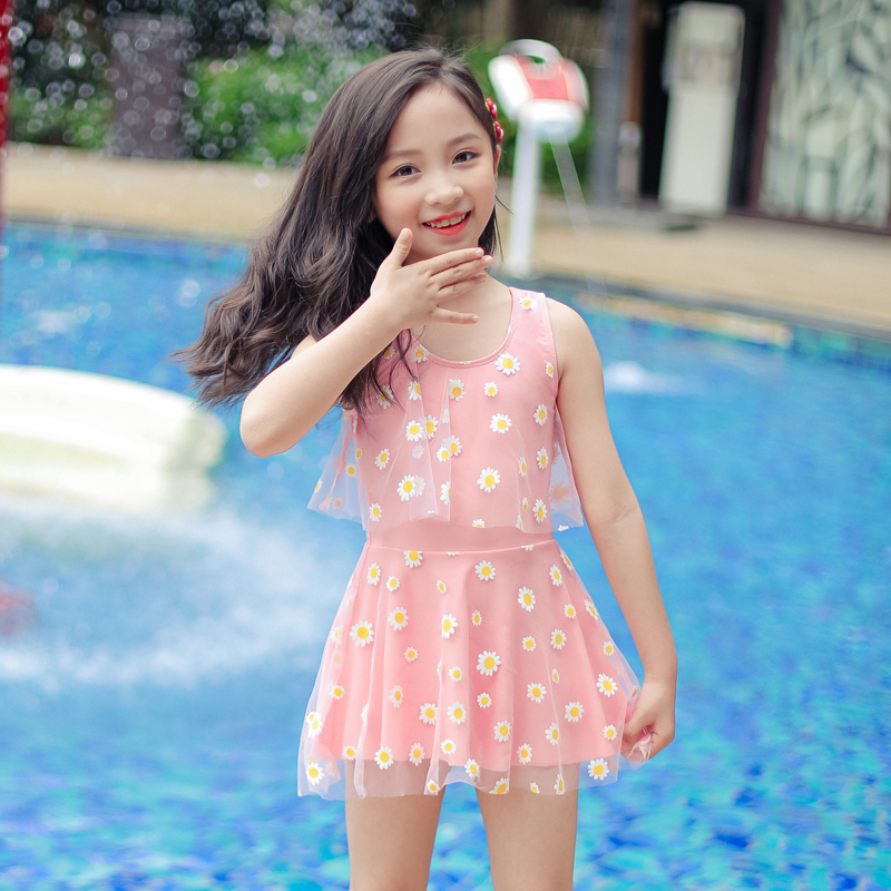 Children's swimsuit 2022 new baby girl Children's CUHK Little Princess Korea Lovely connected student swimsuit