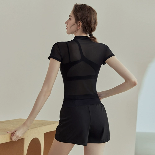 Летняя одежда для йоги, спортивный костюм для спортзала для тренировок, короткий рукав, для бега