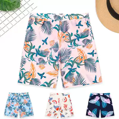 Swimming trunks men's flat corner five-point beach pants anti-embarrassment men's swimsuit loose large size hot spring swimming trunks swimming equipment