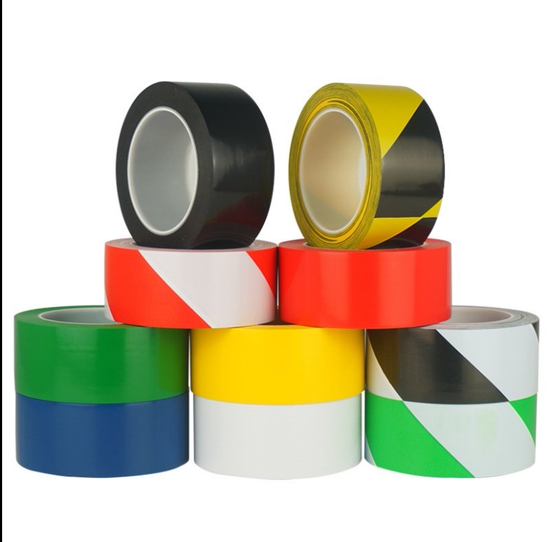 Decoration ground construction protection film fabric base glue PVC trace warning tape strong adhesive waterproof color tape