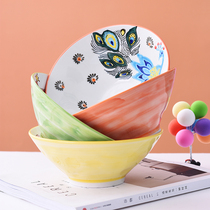 Creative tall trumpet bowl bowls bowl large ramen bowl ceramic noodles Noodles instant noodles Bowl home rice bowl soup bowl