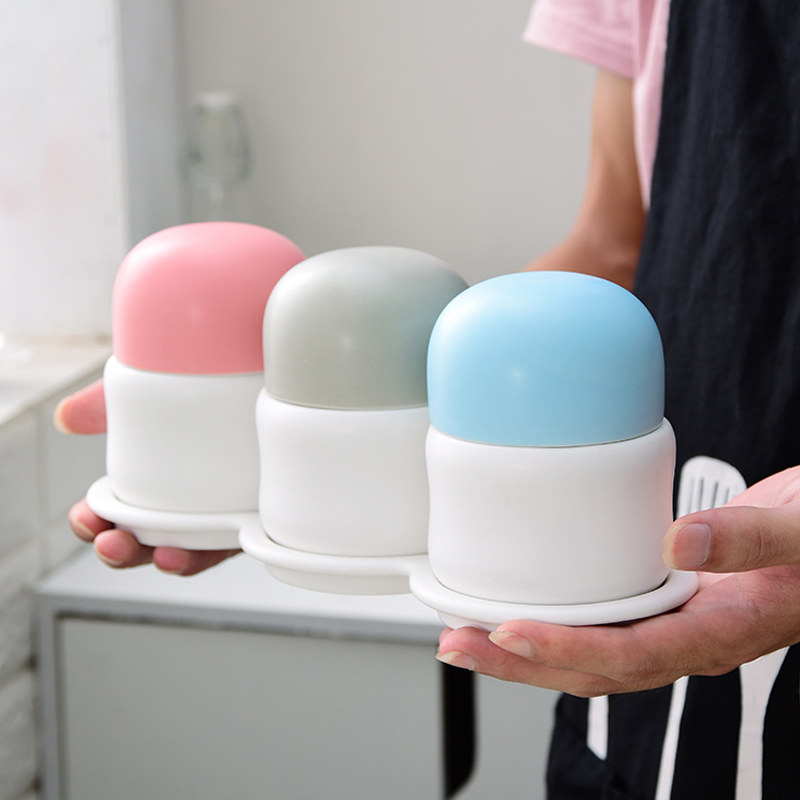 Macaron Seasoning Jar Single Loaded Ceramic Seasoning Box Kitchen Nordic Wind Salt Jar Seasoning Bottle Four Pieces Of Kit Soo Box-Taobao