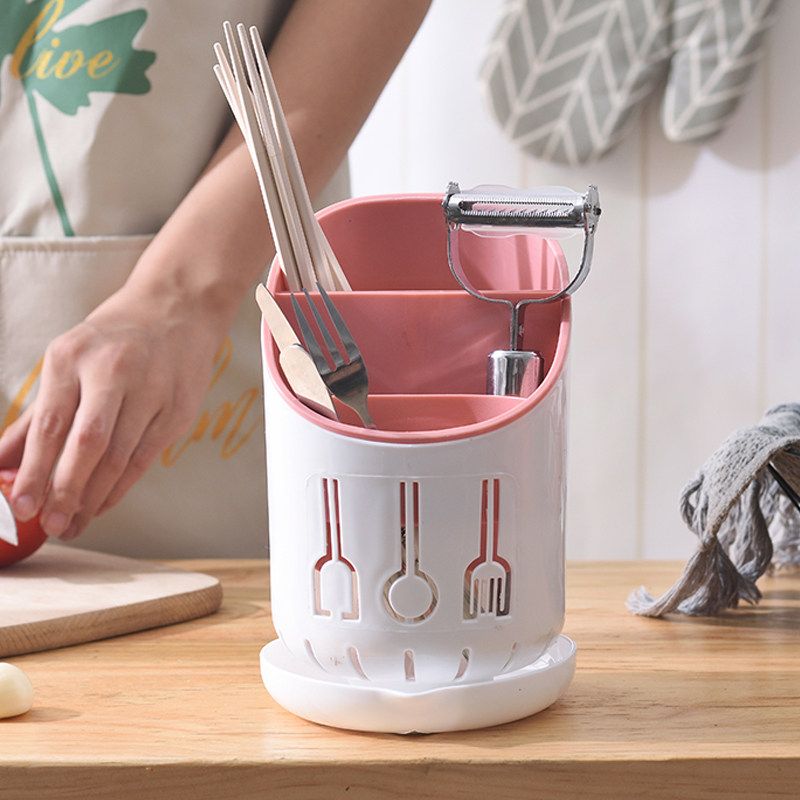 Multifunctional insertion chopstick cylinder draining domestic double-cylinder chopstick plastic commercial spoon placing tableware containing layer frame