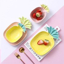 ins style Japanese dishes Nordic childrens tableware pineapple plate bowl ceramic creative Net Red simple household plate