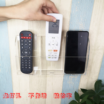TV air conditioner remote control storage box acrylic transparent box mobile phone charging non-perforated storage wall hanging box