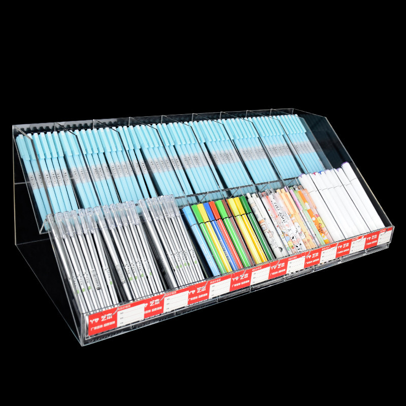 Acrylic pen holder pen tray supermarket stationery store pen holder storage display oblique gel pen multi-functional storage rack