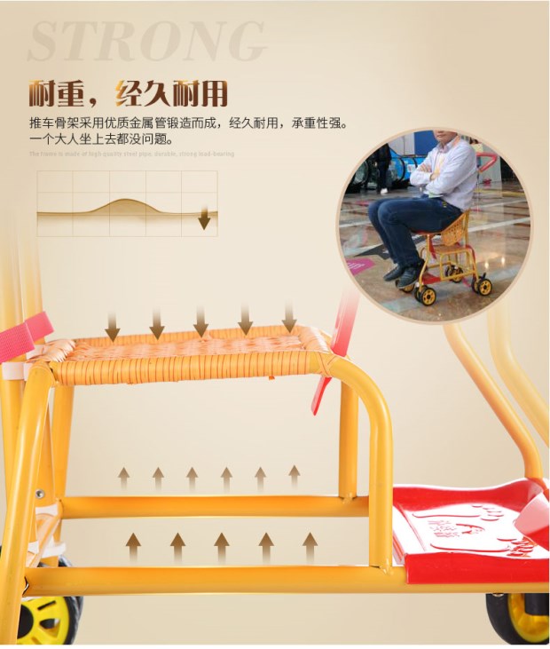 Em bé đan xe đẩy mây mây xe đẩy bốn mùa em bé xe đẩy nhẹ em mây ghế đẩy tay - Xe đẩy / Đi bộ xe đẩy cho bé tập đi