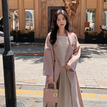 2024 Autumn and Winter Classic Reversible Camel Hair Coat Womens Mid-Length Lace-Up Loose Thickened 100 Wool Jacket