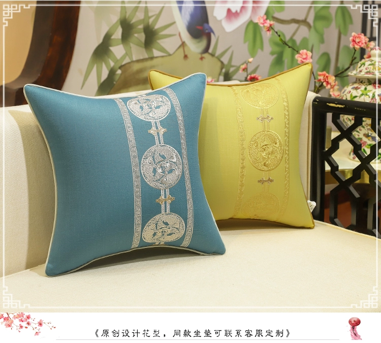Gối đệm sofa vải lanh và cotton hiện đại của Trung Quốc với lõi thêu đầu giường gối lớn phòng khách văn phòng hỗ trợ thắt lưng - Trở lại đệm / Bolsters