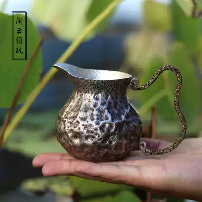 Free cloud elegant play shock low price Chinese pure handmade pure silver hammer pattern cup tea cup tea ceremony zero match