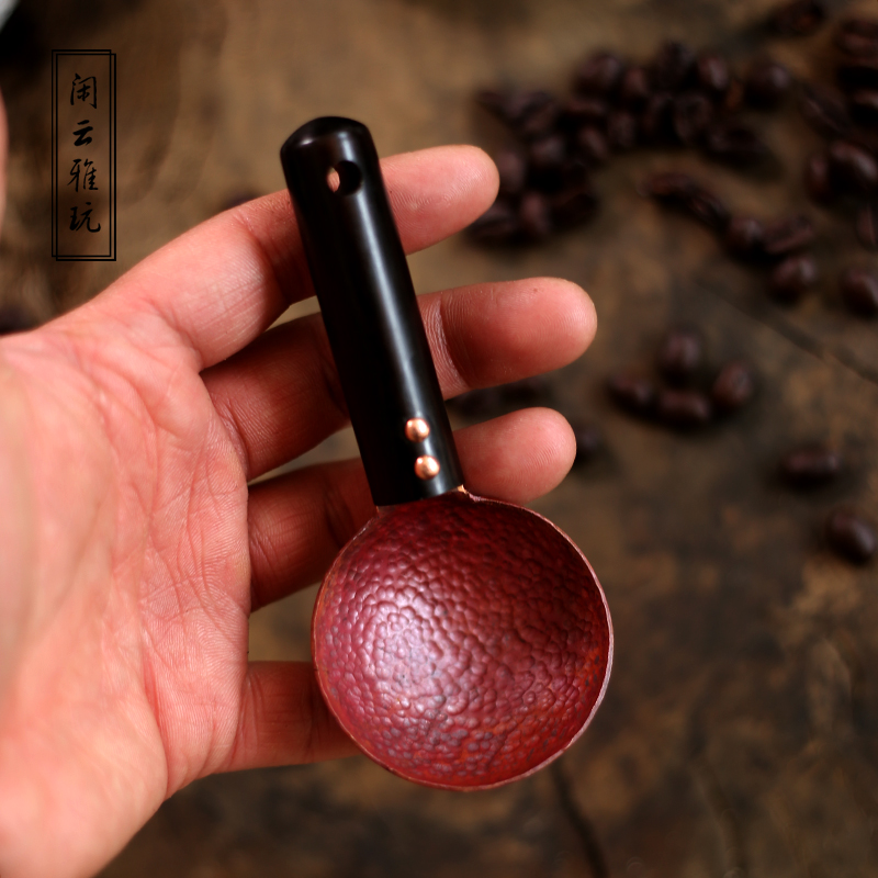 Idle Yunya to play new products Black sandalwood handle tea spoon tea spoon Tea spoon Coffee spoon Spoon Round Spoon Kung Fu Tea Furniture