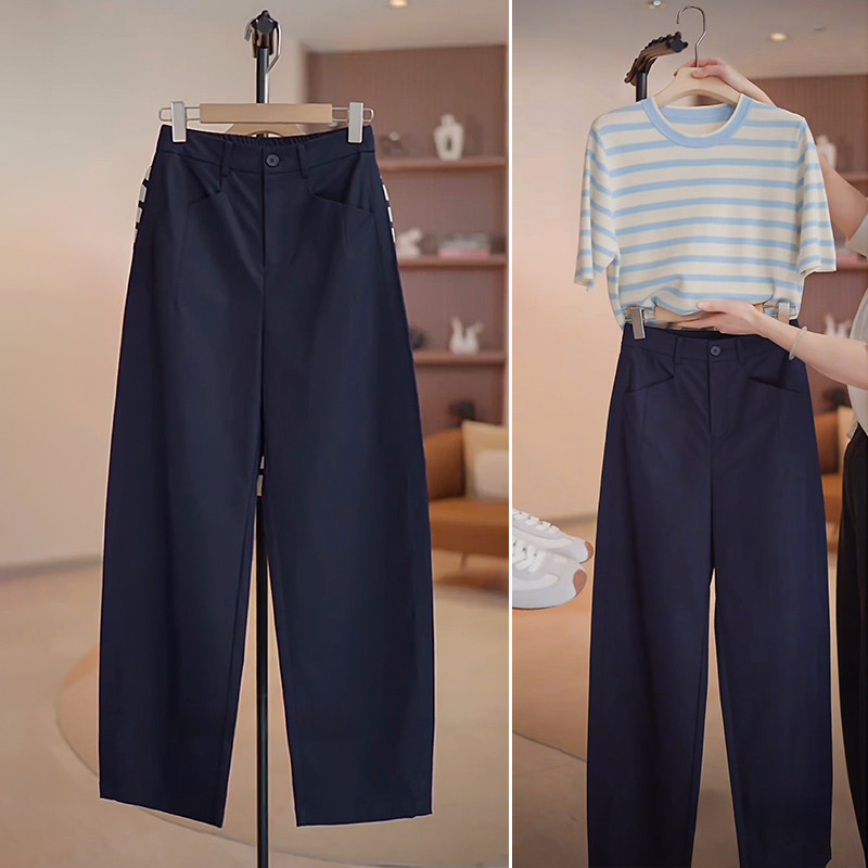 High-End Straight-Leg Knife-Cut Suit Pants for Women, New Summer Thin High-Waisted Wide-Leg Pants with a Sense of Sophistication, Casual Suit Trousers
