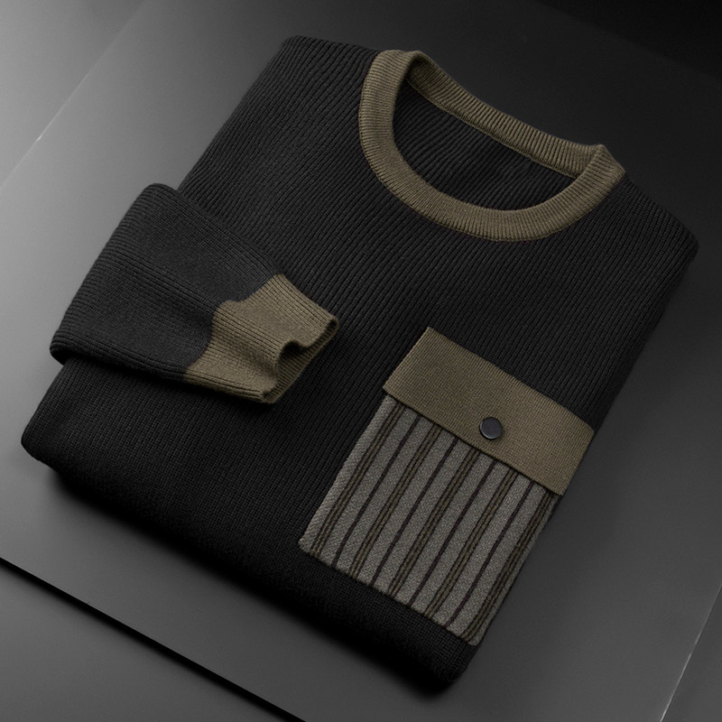 Men's sweater thick Winter new trend Korean version warm and relaxed leisure knitting knitted long sleeves