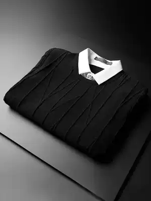 Autumn and winter new fake two-piece sweater men's trend Korean long-sleeved shirt collar Jersey boys sanitary clothes Tide plus Velvet