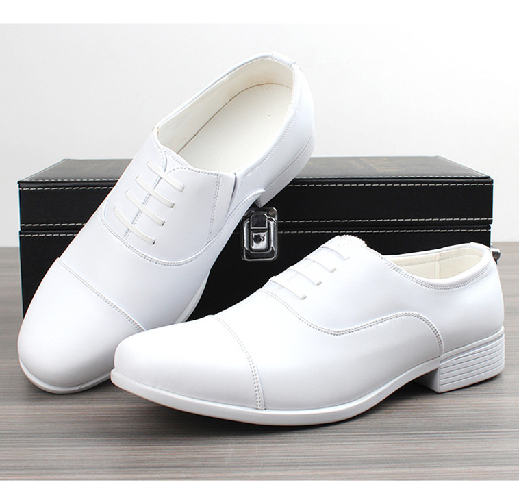 White Shoes Three-Joint Sandals Pointed Toe White Leather Shoes Three-Section Scalp Shoes Men's Wedding Photo Performance Security White White Shoes Three-Joint Sandals Pointed Toe White Leather Shoes Three-Section Scalp Shoes Men's Wedding Photo Performance Security White