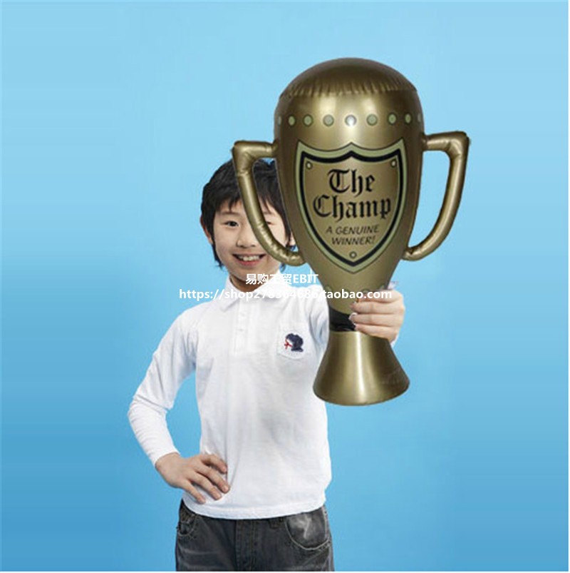 PVC Inflatable Football Trophy Model Emulation Prize Interactive Blow Plastic Toy Stage Performance Gift Props