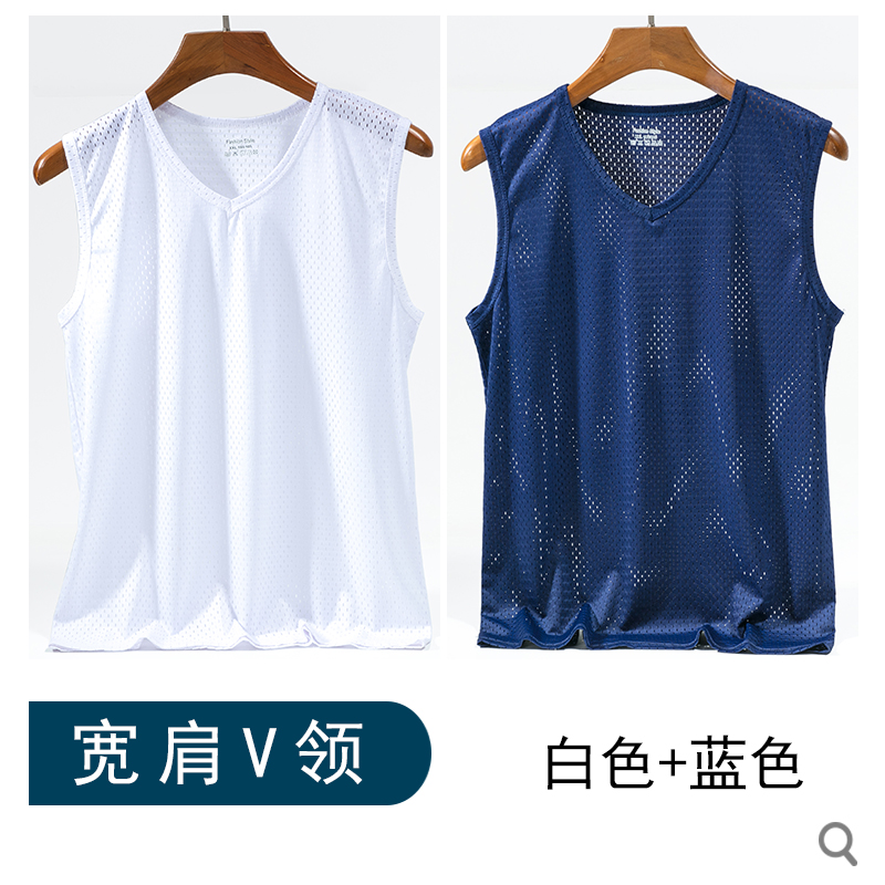 V-cổ băng mùa hè thể thao nam vest trắng đá phiến tay t-shirt xu hướng dép-vai nam đáy nam