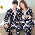 Mùa thu và mùa đông vài bộ đồ ngủ flannel đệm đồ ngủ phụ nữ nhung san hô hoạt hình dài tay nam phục vụ nhà