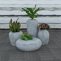 Outdoor GRP special-shaped combined flower pot imitation cobblestone grain mall hotel personality green plant flower custom-made