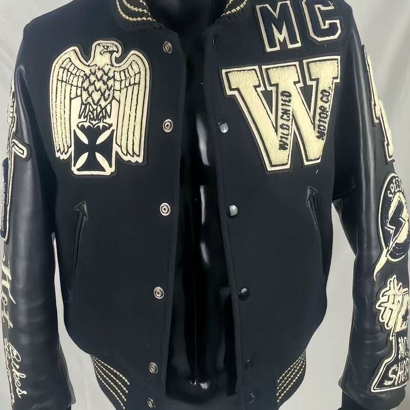 Produced by Juozi, Vip Oriental Black Spider Skull Embroidered Baseball Jacket, Vibe Style Jacket, Trendy Brand Couple's Coat Produced by Juozi, Vip Oriental Black Spider Skull Embroidered Baseball Jacket, Vibe Style Jacket, Trendy Brand Couple's Coat