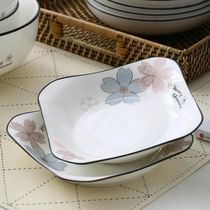 Plate set household dish ceramic dish Disc 6 4 rice plate European style square plate thickened and deepened plate