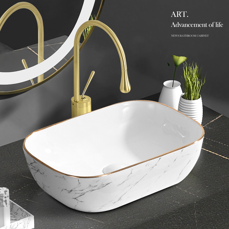 Light Extravagant Elliptical Table Basin Toilet Washbasin Single Basin Balcony Ceramic Washbasin Small Outdoor Terrace of the art basin-Taobao