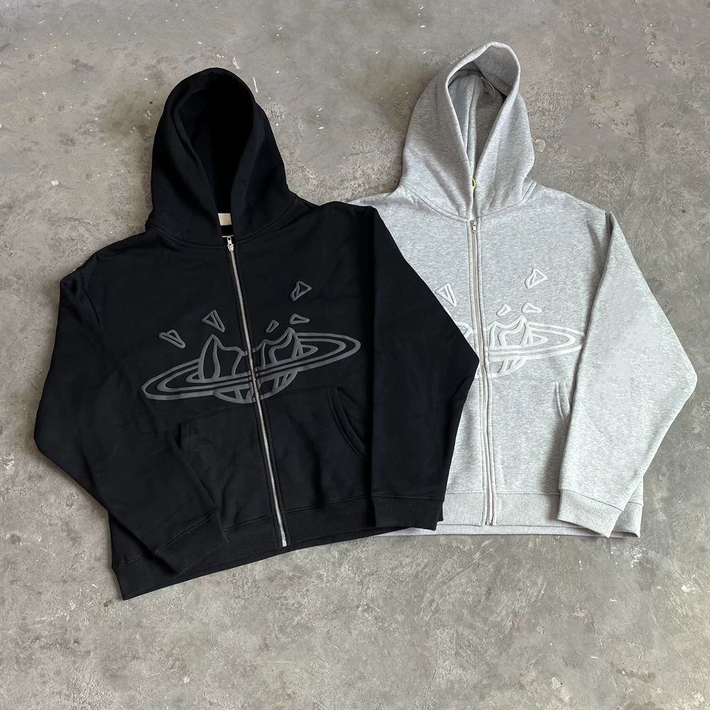 Худи флис (BROKEN PLANET BUSTER) oversize на молнии, американский стиль — чёрный или серый, S–XL