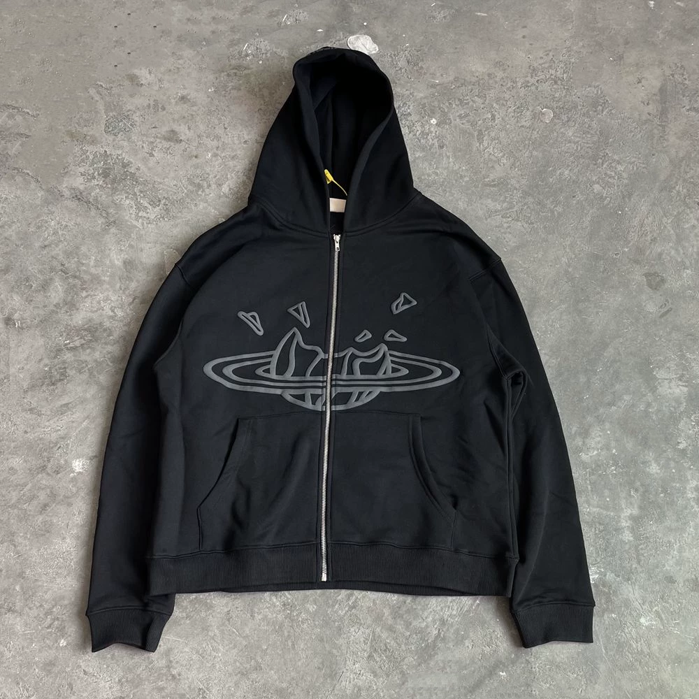 Худи флис (BROKEN PLANET BUSTER) oversize на молнии, американский стиль — чёрный или серый, S–XL