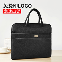  Kangbai briefcase custom printed LOGO business document bag Office business travel information bag thickened waterproof file bag mens laptop bag