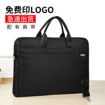  Kangbai portable document bag multi-function men and women shoulder satchel business meeting briefcase canvas zipper large-capacity storage bag Student information bag custom printed logo